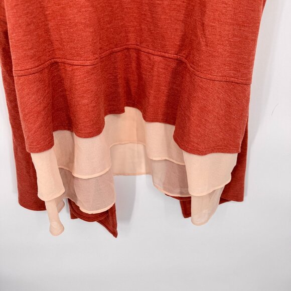 LOGO Lori Goldstein Sleeveless Drape Vest Women Medium Peach Layered Hem Pockets - Picture 7 of 9